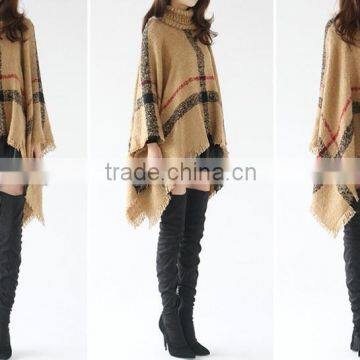 women's turtle-neck knitted fashion striped shawl