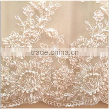 Handwork beads embroidery lady lace fabric for wedding dress                        
                                                Quality Choice