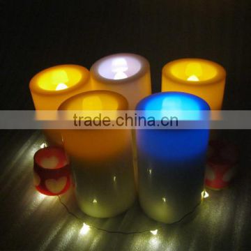 Plastic pillar color changing flameless led floating candles with timer