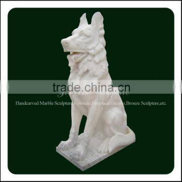 Decorative Outdoor Natural White Marble Wolf Statue