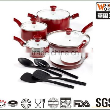 14-Pcs Non-stick Cookware Set with white ceramic non-stick coating