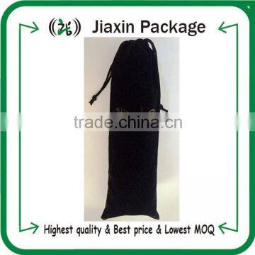 2015 gold printing drawstring velvet bag for wine bottle package