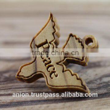 Olive Wood Small Jerusalem Jewelry Dove Pendant photo-3
