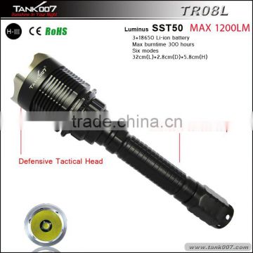 Tank007 most powerful 1000 lumen rechargeable police flashlight torch TR08L