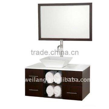 36"Contemporary Coffee Finish Bathroom Cabinet Vanity