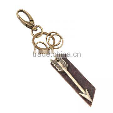 new fashion metal genuine leather custom arrow keyring keychain