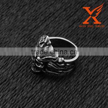 In Stock Hot Sale Stainless Steel Expendable Skull Charm Retaining Indian Rings for Men photo-4