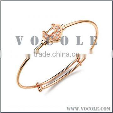 Rose gold stainless steel lock charms thin bangle bracelet