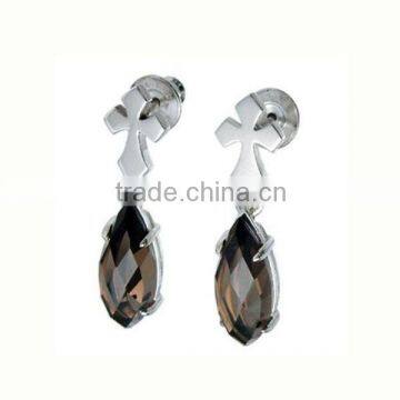 Cross hook waterdrop shaped diamond latest fashion earrings latest design diamond earring factory best price (LE2488)