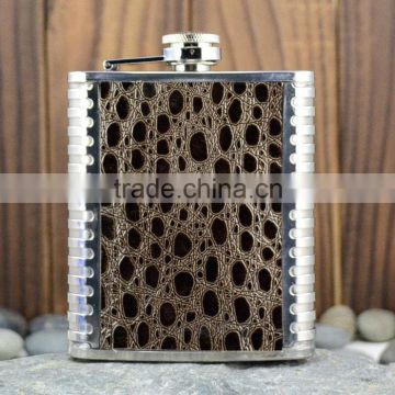 7oz stainless steel hip flask with leather cover/wine bottle