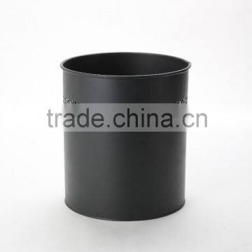 black iron office round standing waste paper basket