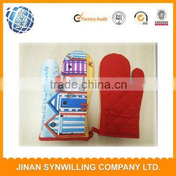 custom printed heat resistant double cotton oven mitt Kitchen Cooking Cotton Microwave Oven Gloves Mitts