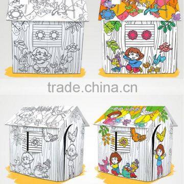 Wholesale Paintable children train corrugated cardboard playhouse