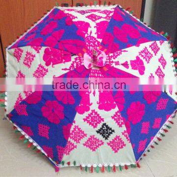 Vintage Banjara Fabric Patchwork Pink Parasol Traditional Indian Embroidered small umbrella/parasol