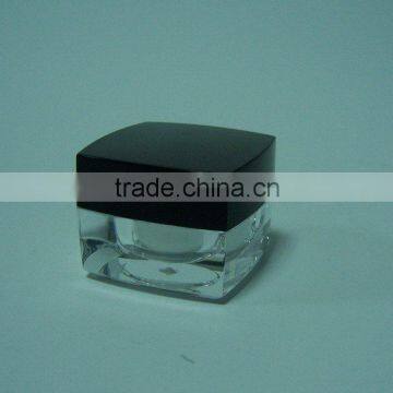 Square Black Cap Cosmetic Plastic ps Cream Jar