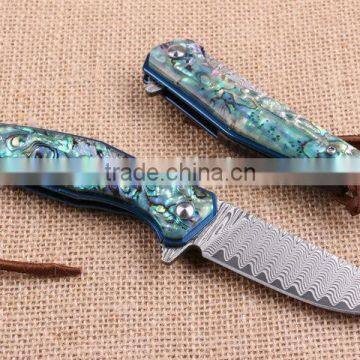 OEM Abalone Handle Material and Damascus Blade Material knife