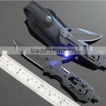 OEM multifunctional LED folding pocket knife with screwdriver