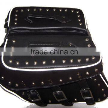 Silver Star Black Leather Studded Royal Star Saddlebags Bags photo-3