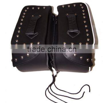 Silver Star Black Leather Studded Royal Star Saddlebags Bags photo-4