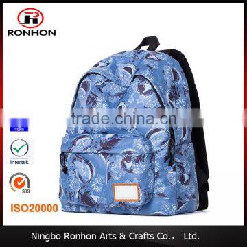 large capacity fashional floral nylon backpack teen-age school bag