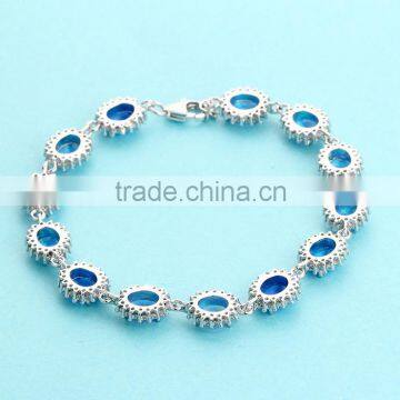 925 Sterling Silver Blue Opal Handmade Bracelet SBI184W photo-3