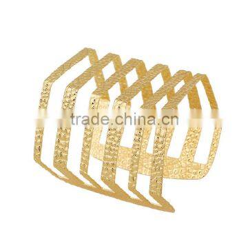 Hot Sale Fashion Gold Colors Shiny Alloy Stripe Opened Cuff Graceful Bangles