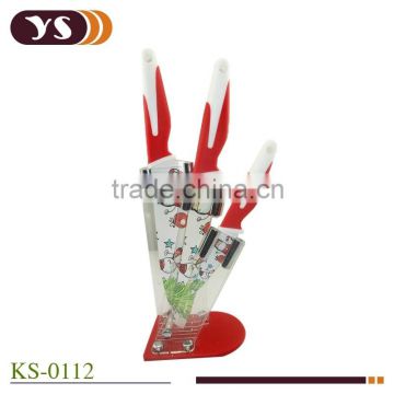 3pcs non-stick coating patterned knife set with knife holder