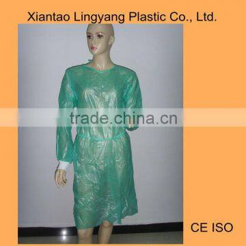 Green PP+PE Coated Isolation Gown Knitted cuffs