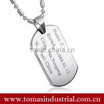 Wholesale custom laser military dog tag with necklace