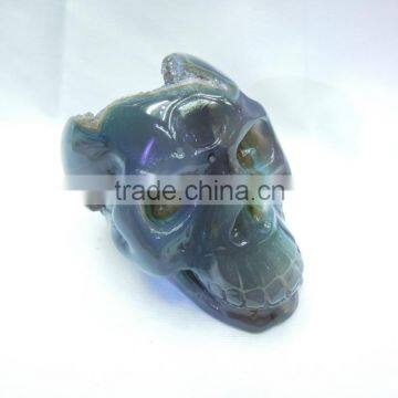 Hand Carved Natural Amethyst Crystal Geode Crystal Skull for Sale photo-5