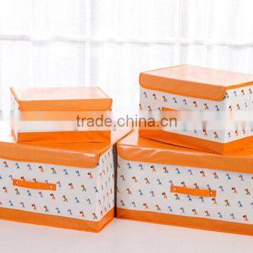 flip-open cover storage box water-proof nylon foldable orange printed storage bag