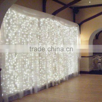 OEM Indoor/outdoor 110V/220V US/EU plug 3m*3m 600leds 25leds*24hang transparent wire white color hot sell