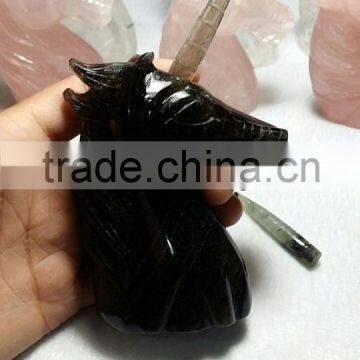 Natural Deep Smoke Quartz Crystal Unicorn Hippocampus Manual Carve for Sale photo-5