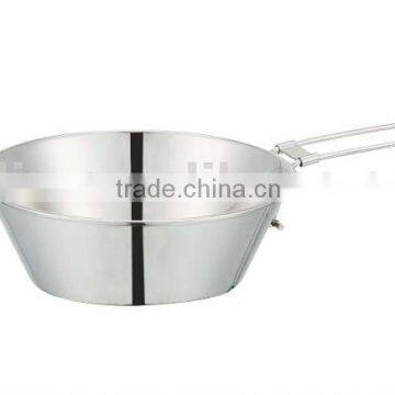 SS folding handle bowl,camping bowl