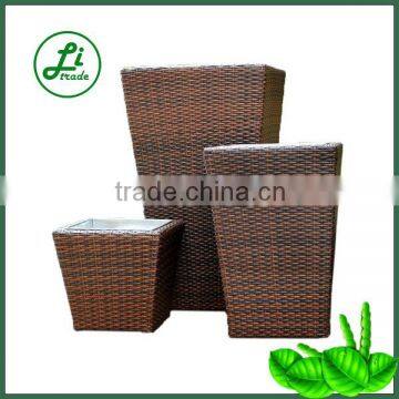 Brown PP rattan garden planter