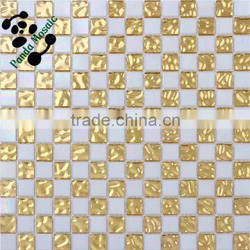 SMG06 White and Yellow Mixed Glass Mosaic Art Mirror Glass Mosaic Tile Decorative Wall Mirror Mosaic