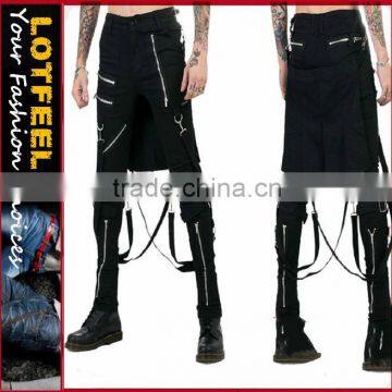 Extreme bondage gothic punk rocker cyber goth steampunk biker jeans pants (ROCK005)