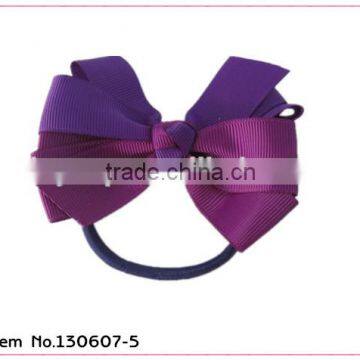 Round Metal Free hair elastic band with grosgrain bowknot