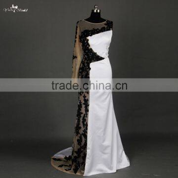 RSE683 Two Color Black And White Sexy See-Through Bottom Lace Evening Dress Prom Evening Gown