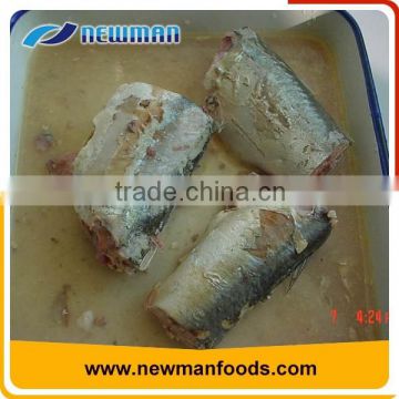 Top grade canned jack mackerel pacific mackerel in brine oval can 425g