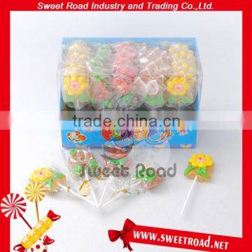 Halal Flower Shaped Assorted Gummy Lollipop Candy