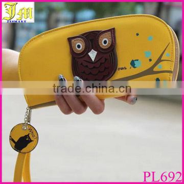 New Arrival Cute Owl Stereoscopic Printing Rounded Zipper Long Women Wallet Ladies Clutches Change Purses Card Holders