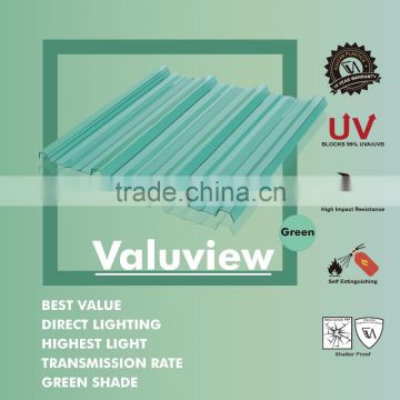 Co-Extruded Plastic Polycarbonate Corrugated Roofing Sheet (Valuview Green TRIMDEK)