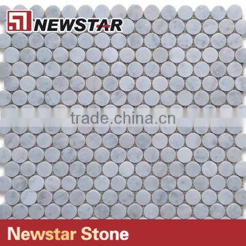Bianco Carrera White Penny Round Marble Mosaic Tile photo-3