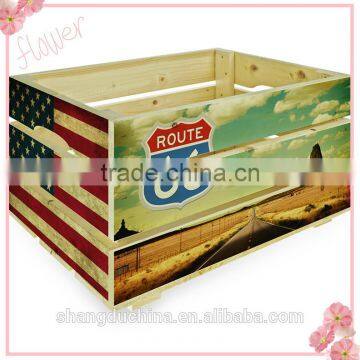 Hot selling FSC printed wooden crate for fruit and vegetables wholesale