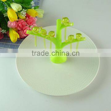 D;Stock Round White Porcelain Fruit Plate With Handle Cheap Dinner Plate , Home Plate With Tree Handle photo-2