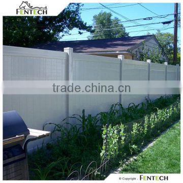 Fentech White Flat-Top Privacy Vinyl Yard Fencing Plastic Garden Fence with Flat Fence Post Cap