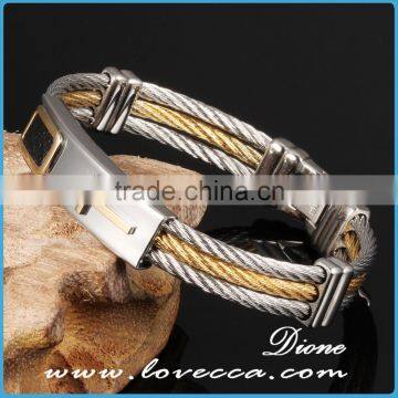 Men's Bracelet 3 Rows Wire Chain Bracelets Bangles Punk Rock Stainless Steel Cross Bracelet Men Christian Men Jewelry photo-4