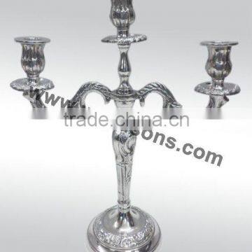 Silver Finish Aluminum 3 Arm Candelabra photo-2