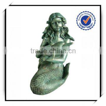 Outdoor 22 inches high fiberglass resin mermaid